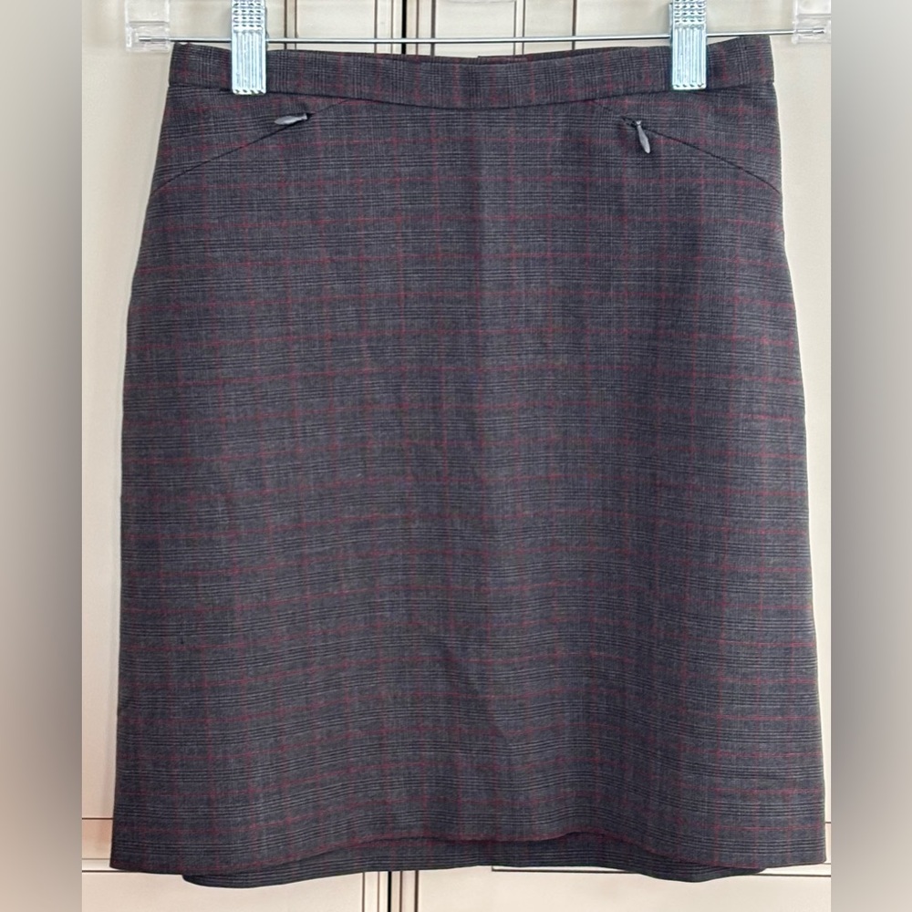 The Limited Charcoal and Red Plaid Mini Skirt